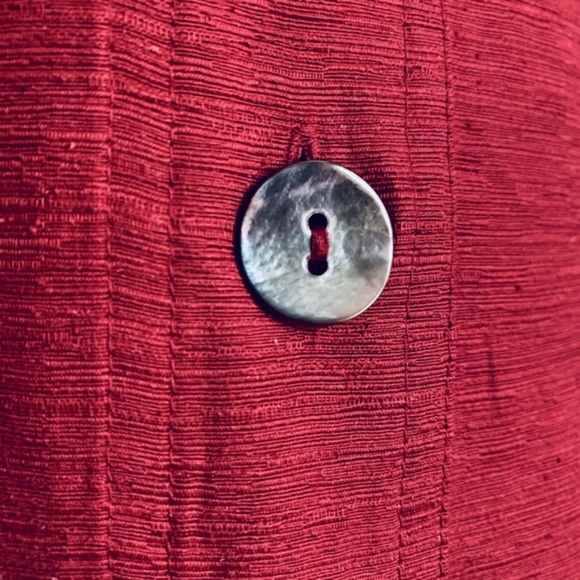 Robbie Bee Silk Button Down Blouse with Pockets - Picture 5 of 8